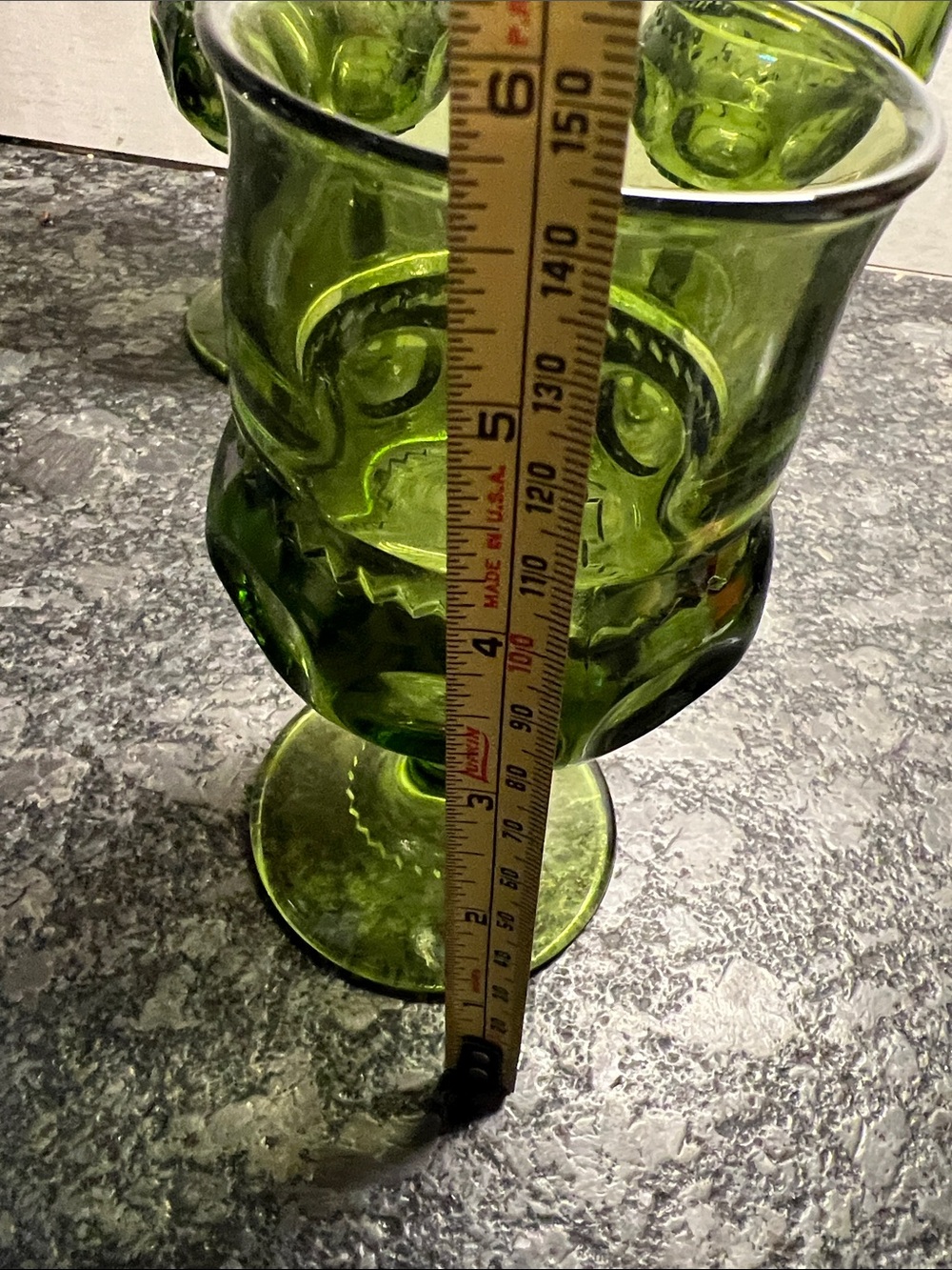 Green Vintage-Style Goblet Glasses - Set of 3 - Picture 4 of 4